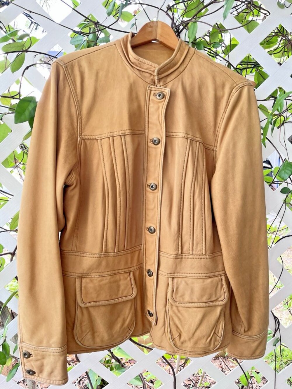 VTG Coldwater Creek Butter Soft Leather Safari Jacket Utility Equestrian Boho